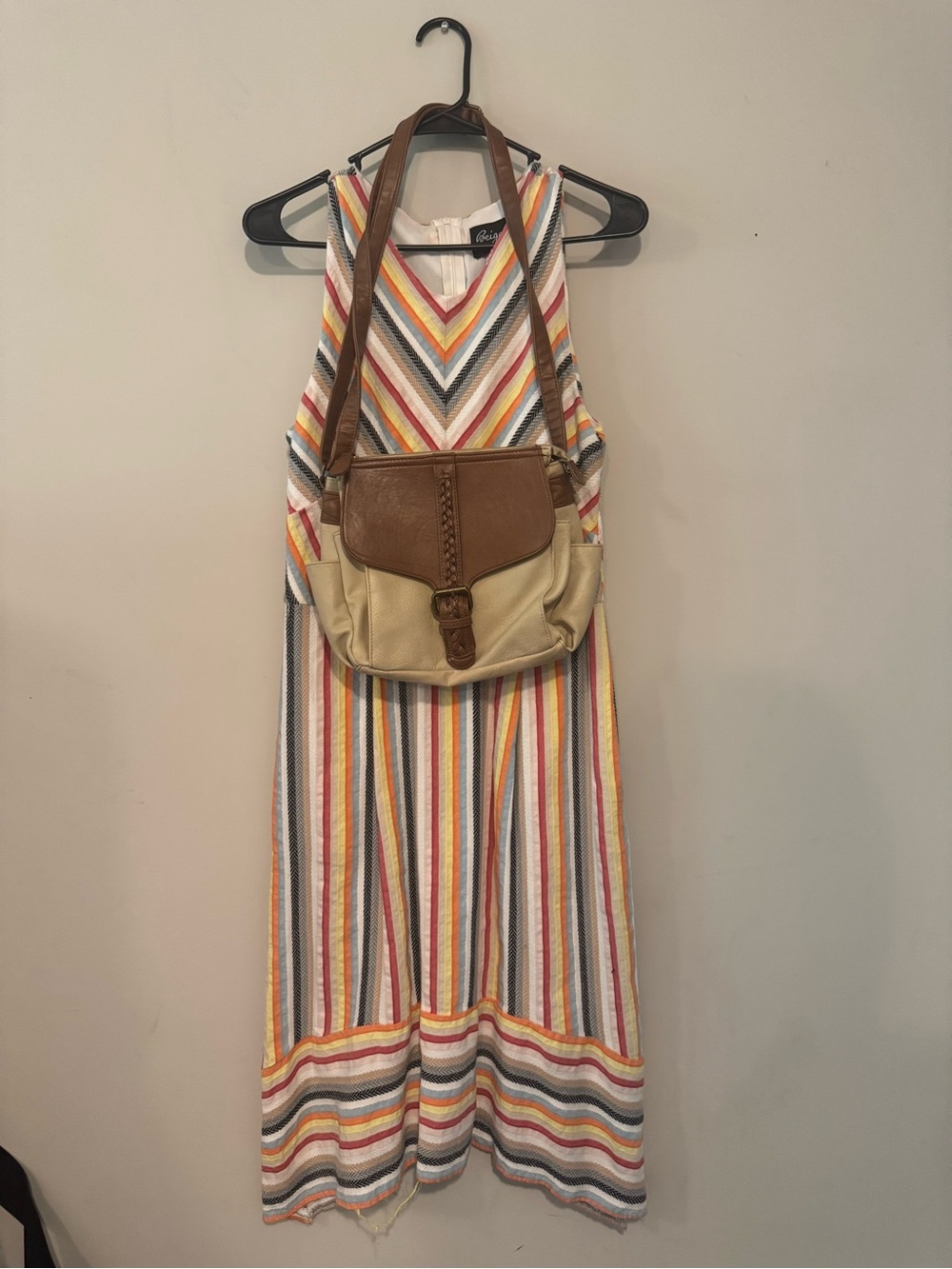 Striped Dress and Crossbody Bag Combo